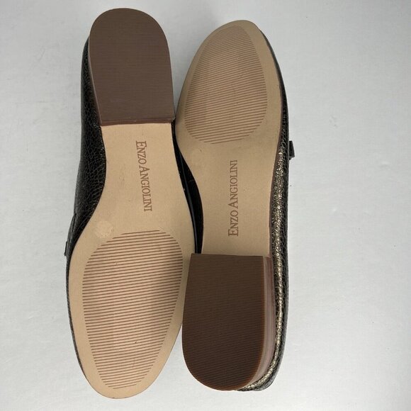 Enzo Angiolini Leather Loafer Slip-On Sparkling Gold-Look Shoes Womens Size 9.5 - Picture 8 of 9